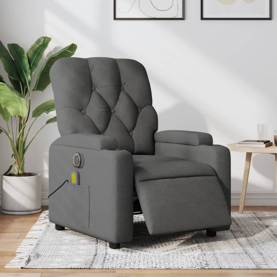 Fauteuil inclinable de massage électrique gris foncé tissu