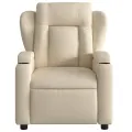 Fauteuil inclinable de massage électrique crème tissu
