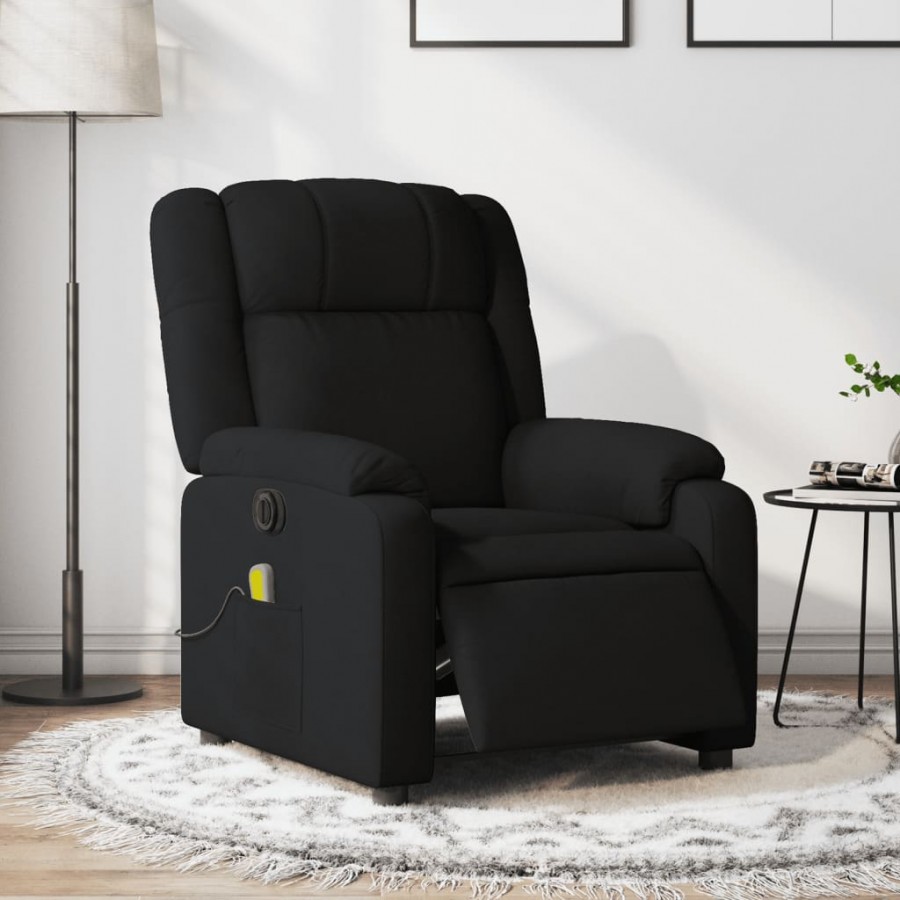 Fauteuil de massage inclinable électrique Noir Tissu