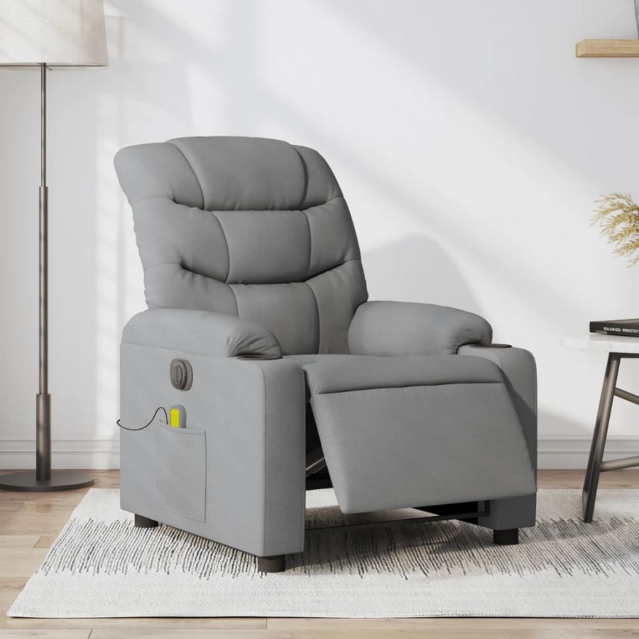 Fauteuil de massage inclinable électrique gris clair tissu