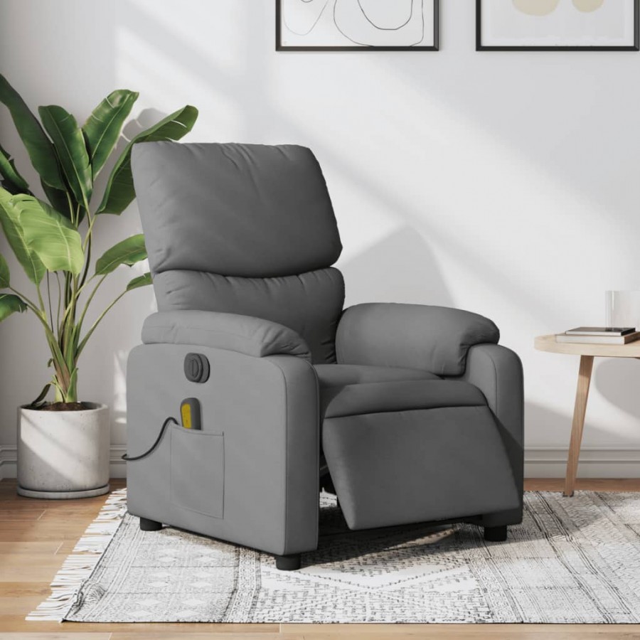 Fauteuil inclinable de massage électrique gris foncé tissu