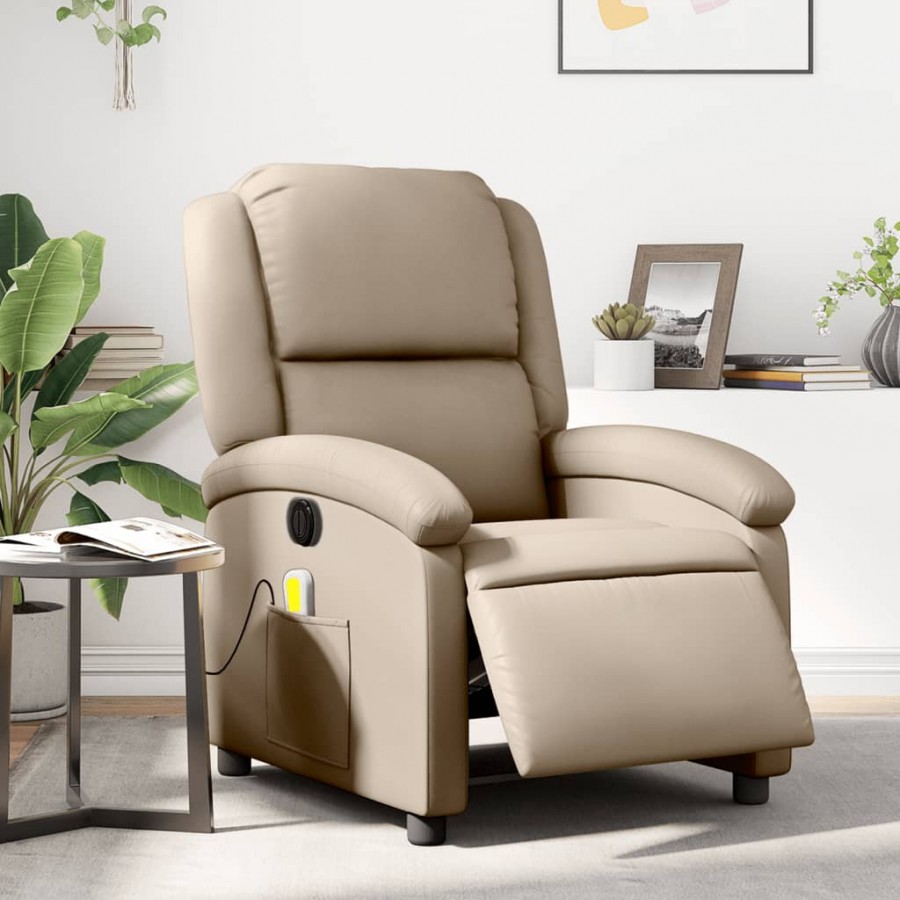 Fauteuil de massage inclinable électrique cappuccino similicuir