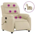 Fauteuil inclinable de massage électrique crème tissu