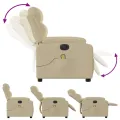 Fauteuil inclinable de massage électrique crème tissu