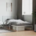 Cadre de lit métal avec tête de lit blanc 107x203 cm