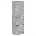 Armoire à chaussures 4 tiroirs rabattables gris 60x42x204 cm
