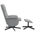 Fauteuil inclinable de massage et repose-pied gris clair tissu