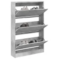 Armoire à chaussures gris béton 80x21x125,5cm bois d'ingénierie