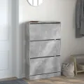 Armoire à chaussures gris béton 80x21x125,5cm bois d'ingénierie