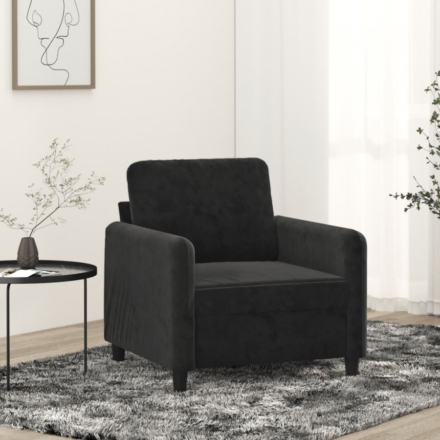 Fauteuil Noir 60 cm Velours