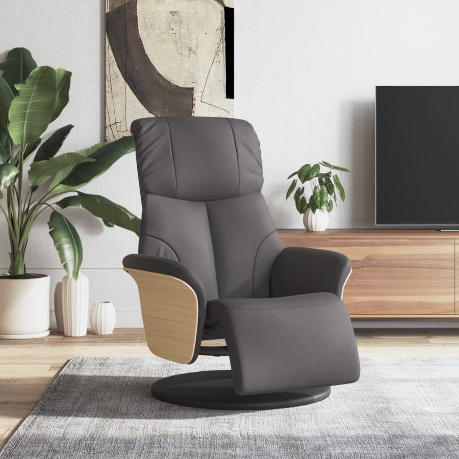 Fauteuil inclinable avec repose-pieds gris similicuir