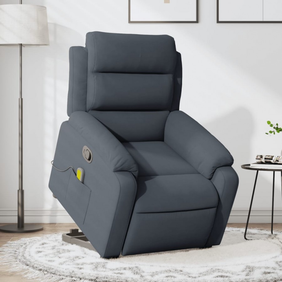 Fauteuil de massage inclinable Gris foncé Velours