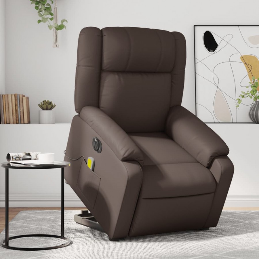 Fauteuil inclinable de massage électrique marron similicuir