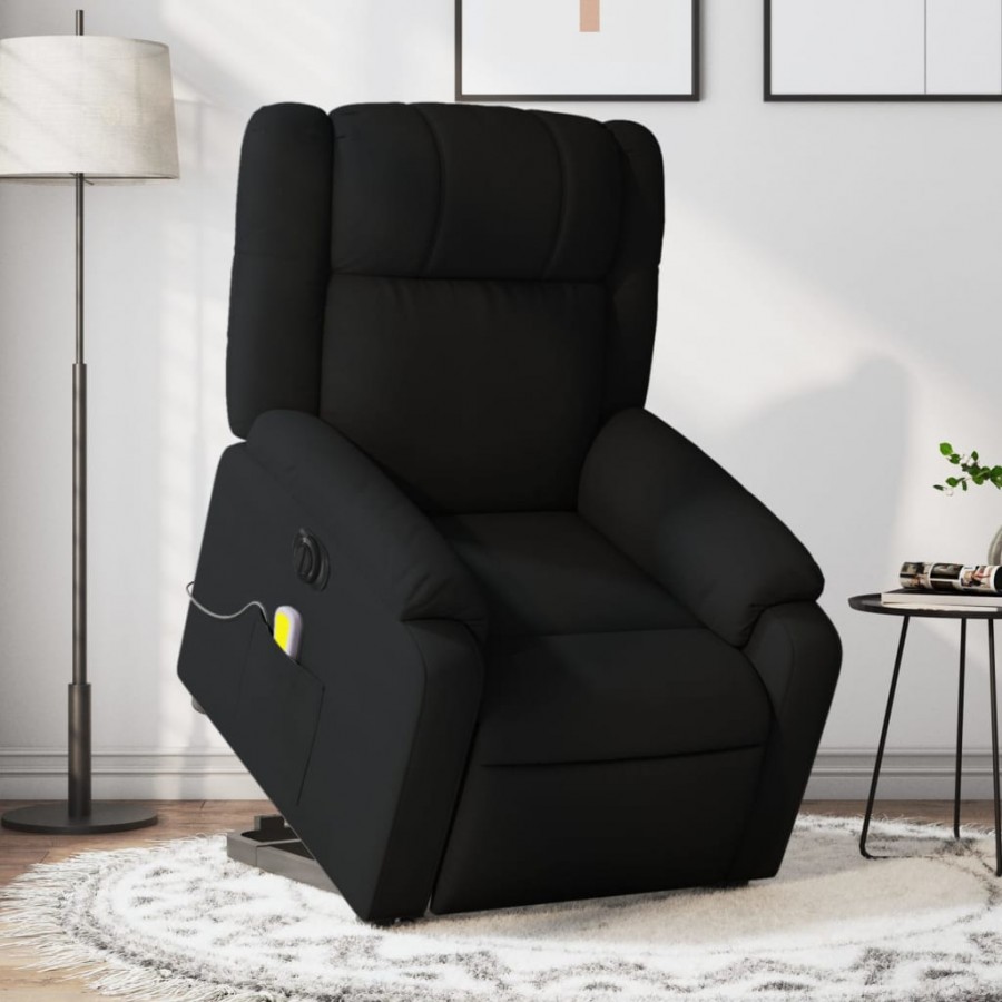 Fauteuil inclinable de massage électrique Noir Tissu