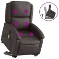 Fauteuil inclinable de massage marron foncé cuir véritable
