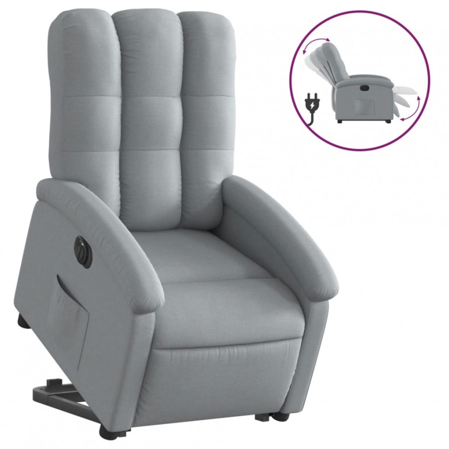 Fauteuil inclinable électrique gris clair tissu