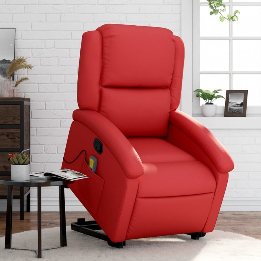 Fauteuil inclinable de massage Rouge Similicuir