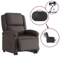 Fauteuil inclinable électrique marron foncé cuir véritable