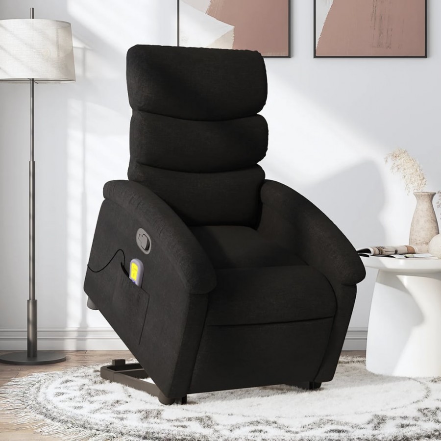 Fauteuil de massage inclinable Noir Tissu