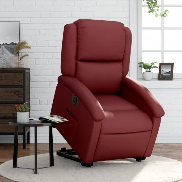 Fauteuil inclinable électrique rouge bordeaux similicuir