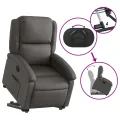 Fauteuil inclinable gris cuir véritable