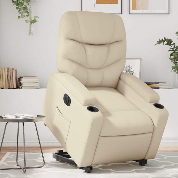 Fauteuil inclinable électrique crème similicuir