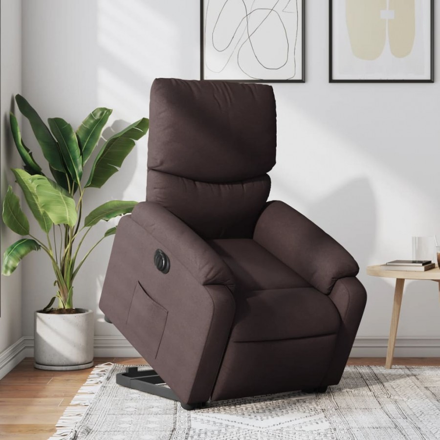 Fauteuil inclinable électrique marron foncé tissu