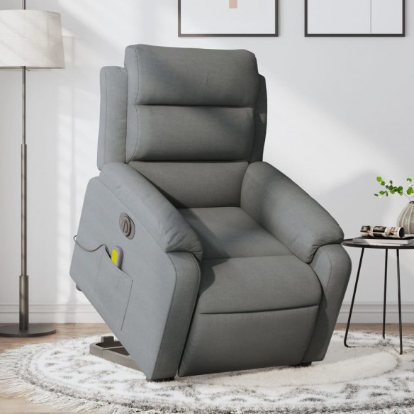 Fauteuil inclinable de massage électrique Gris foncé Tissu