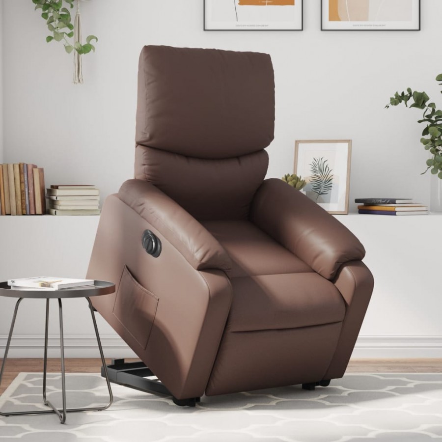 Fauteuil inclinable électrique marron similicuir