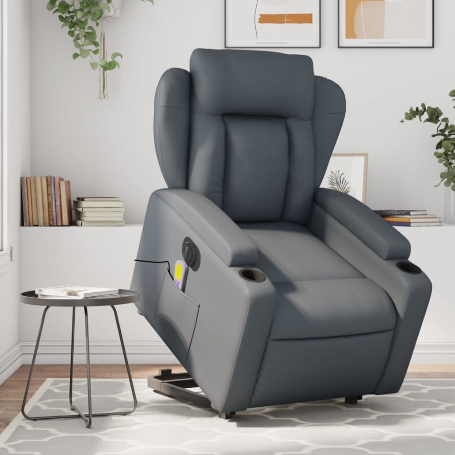 Fauteuil inclinable de massage électrique gris similicuir