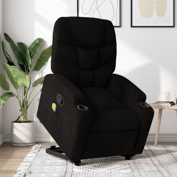 Fauteuil de massage inclinable Noir Tissu