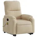 Fauteuil inclinable de massage crème tissu microfibre