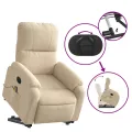 Fauteuil inclinable de massage crème tissu microfibre