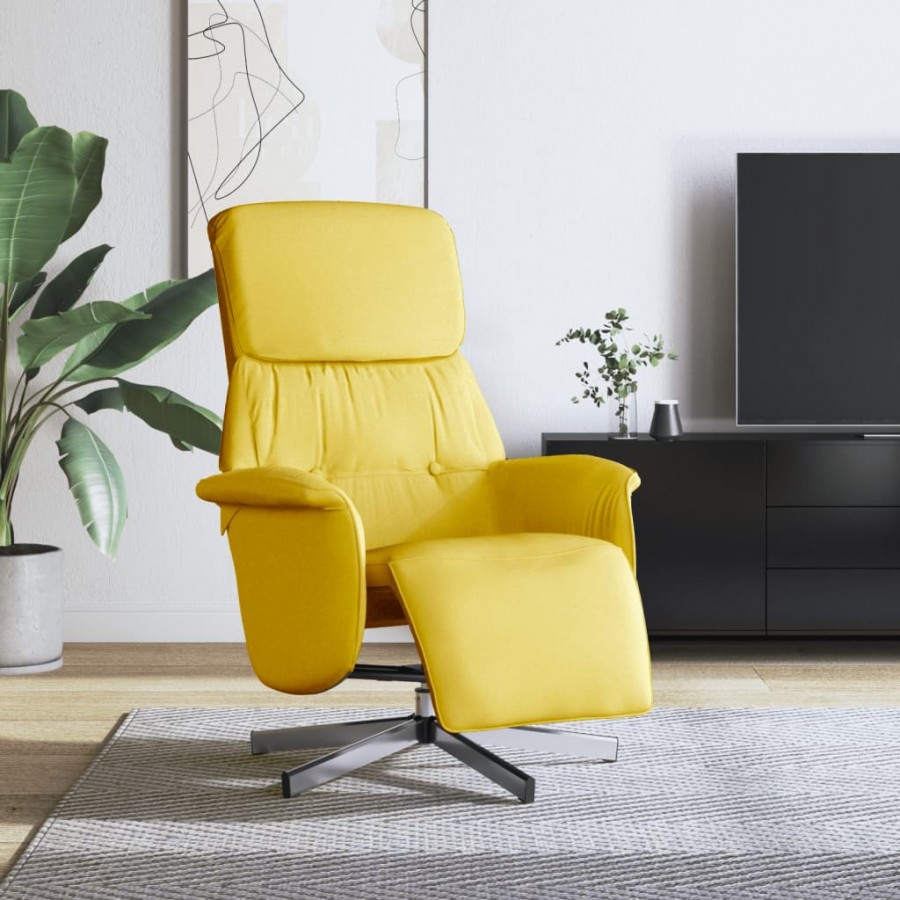 Fauteuil inclinable avec repose-pieds jaune clair tissu