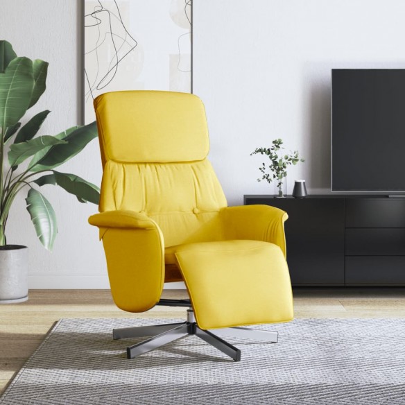 Fauteuil inclinable avec repose-pieds jaune clair tissu