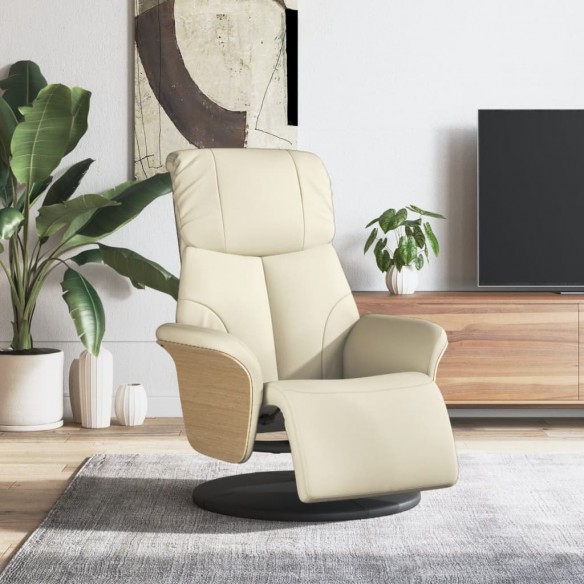 Fauteuil inclinable avec repose-pieds crème similicuir