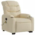 Fauteuil inclinable de massage Crème Tissu