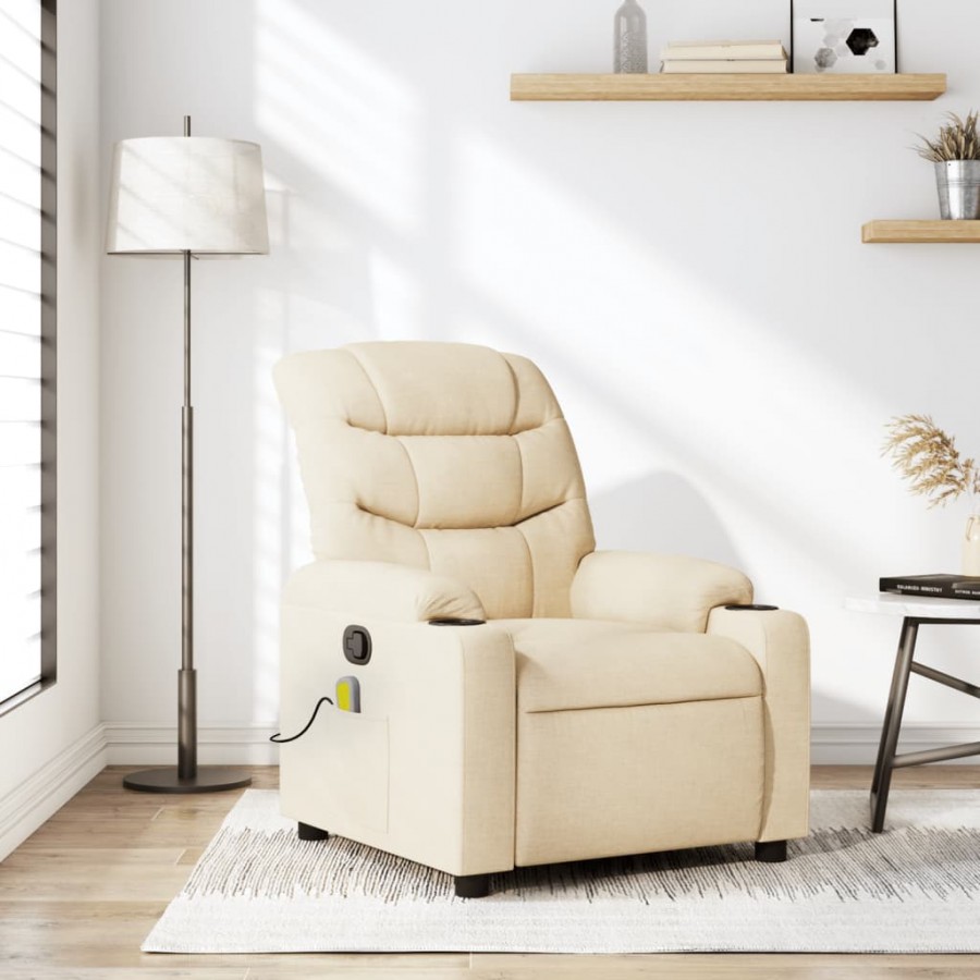 Fauteuil de massage inclinable Crème Tissu