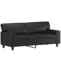 Ensemble de canapés 3 pcs avec coussins noir similicuir