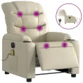 Fauteuil de massage inclinable électrique crème similicuir