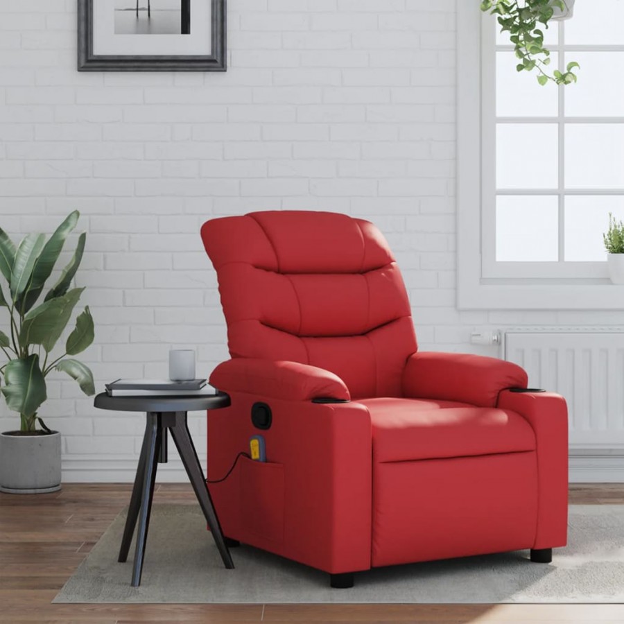 Fauteuil de massage inclinable rouge similicuir