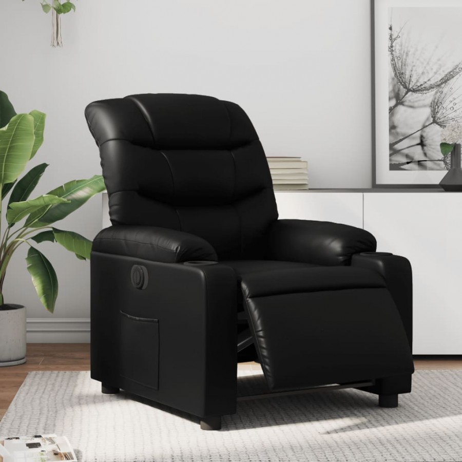 Fauteuil inclinable électrique Noir Similicuir