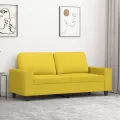 Canapé à 2 places Jaune clair 140 cm Tissu