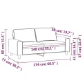 Canapé à 2 places Jaune clair 140 cm Tissu