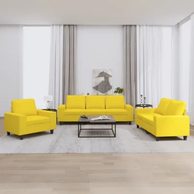 Ensemble de canapés 3 pcs jaune clair tissu