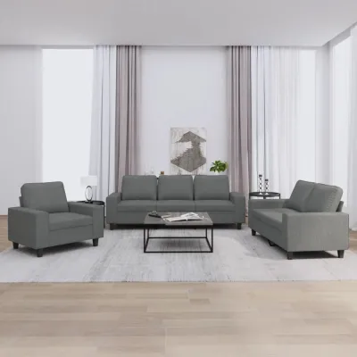 Ensemble de canapés 3 pcs gris foncé tissu