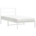 Cadre de lit métal avec tête de lit blanc 107x203 cm
