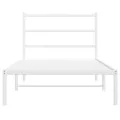 Cadre de lit métal avec tête de lit blanc 107x203 cm