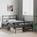 Cadre de lit métal avec tête de lit/pied de lit noir 120x190 cm