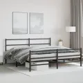 Cadre de lit métal avec tête de lit/pied de lit noir 193x203 cm